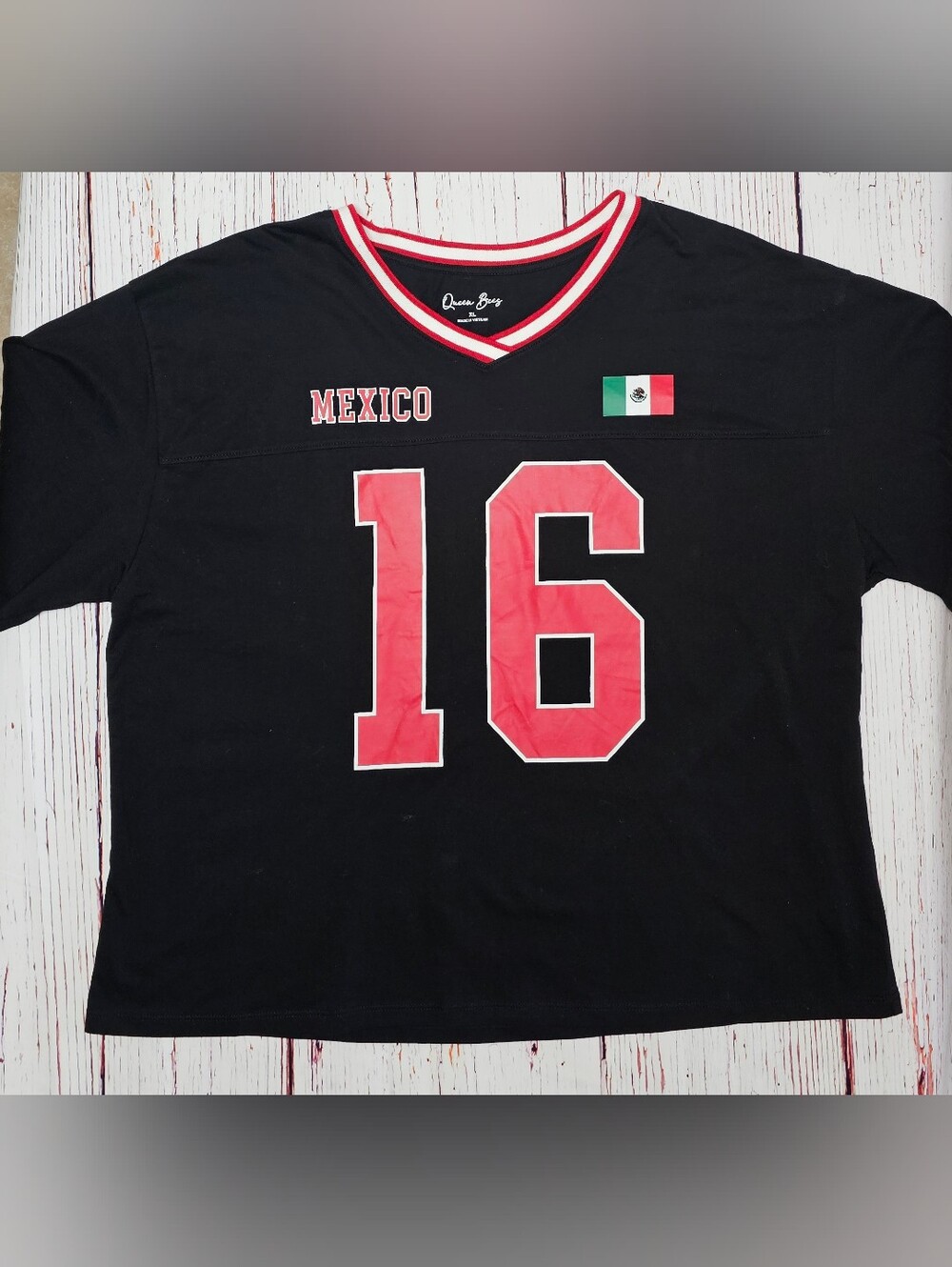 Mexico Soccer Jersey Shirt #16 Queen Bees Black Red Women's XL NWT